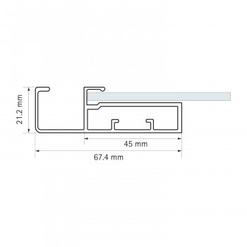 45 mm Profile for 4-5 mm Glass  With L-Handle,CP Finish