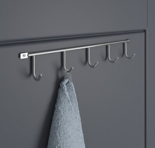 Hettich Steel 5 Hook Rack with Chrome Finish - Hooks & Hangers