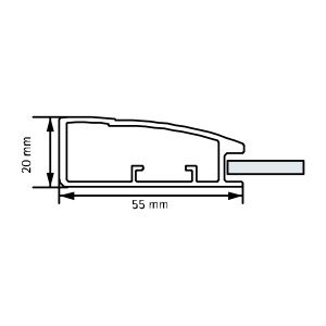 Hettich Aluminium Profile - 55 mm Curved Frame Profile 3000 mm CP Finish