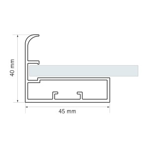 Hettich Aluminium Profile - 45 mm Straight Frame Profile with F Handle 3000 mm CH Finish