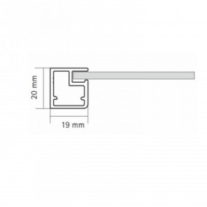 Hettich Aluminium profile - 19 mm Straight Frame Profile 3000 mm- Black Finish