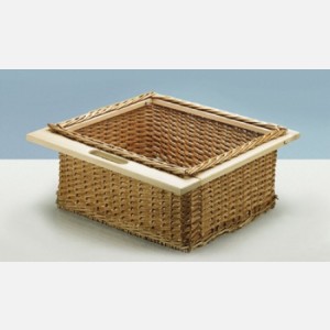 Wicker Baskets 320x500x120 mm with Beech Runner - (Cabinet width 400 mm)