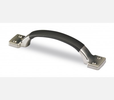 Furniture handle, Steel/Leather, black HS 96mm
