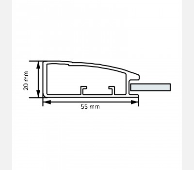 Hettich Aluminium Profile - 55 mm Curved Frame Profile 3000 mm CP Finish