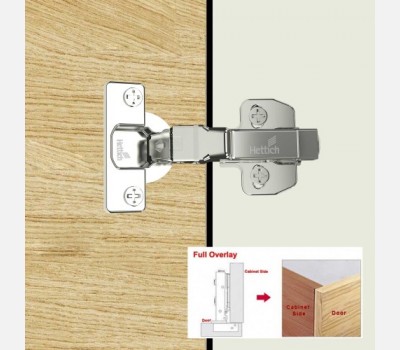 Onsys 4447i, Silent Hinge -  0 Crank Door Hinges with Mounting Plates & Cover Caps